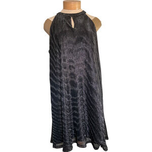 Nine West Women's XXL Metallic Black Dress Striped Sleeveless Keyhole Detail